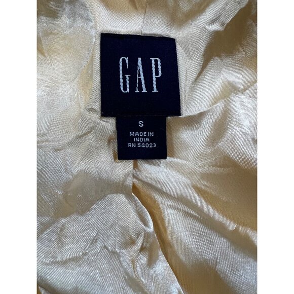Vintage Gap Womens Coat Sm Cream Pale Yellow Embroidered Lined Pockets - Picture 2 of 5